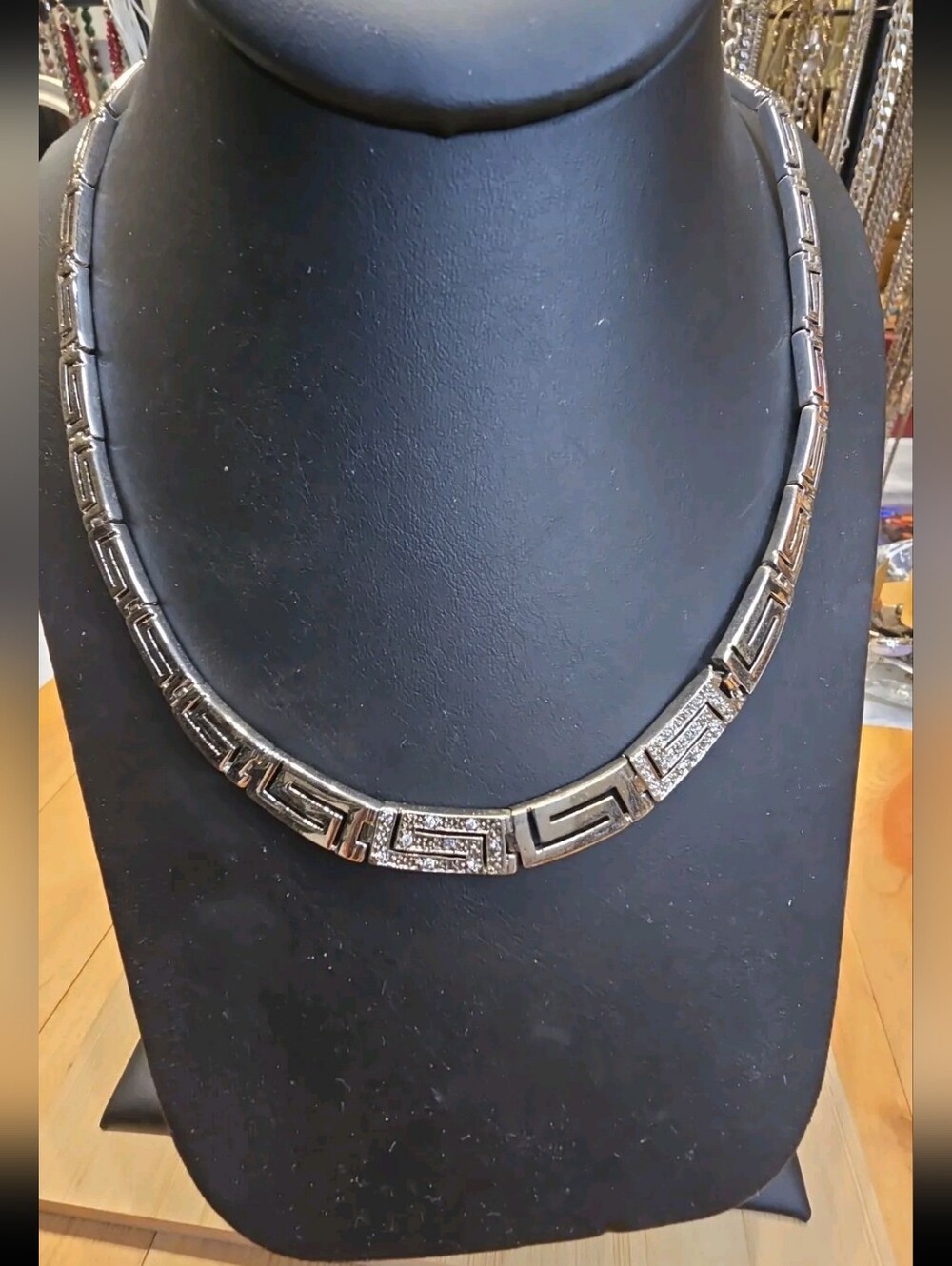 Greek Key Necklace Sterling Silver 16"